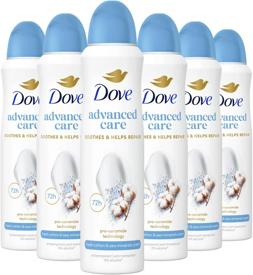 Dove Advanced Care Anti-Transpirant Spray - 6x150ml - Fresh Cotton