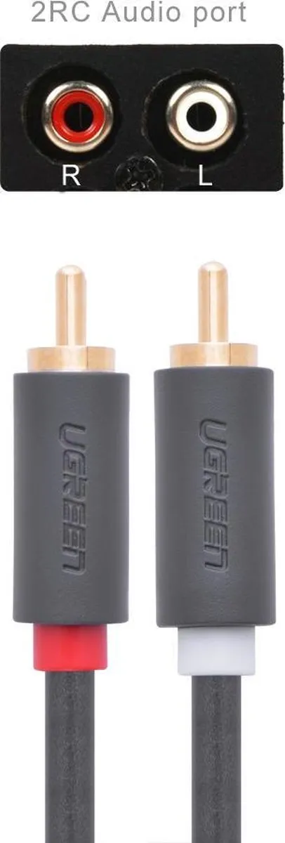UGREEN 2x RCA Mannelijk Kabel 1M - Grijs