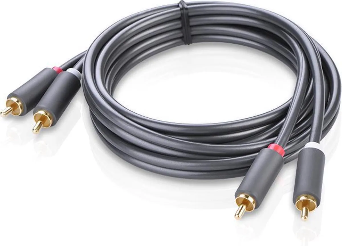 UGREEN 2x RCA Mannelijk Kabel 1M - Grijs