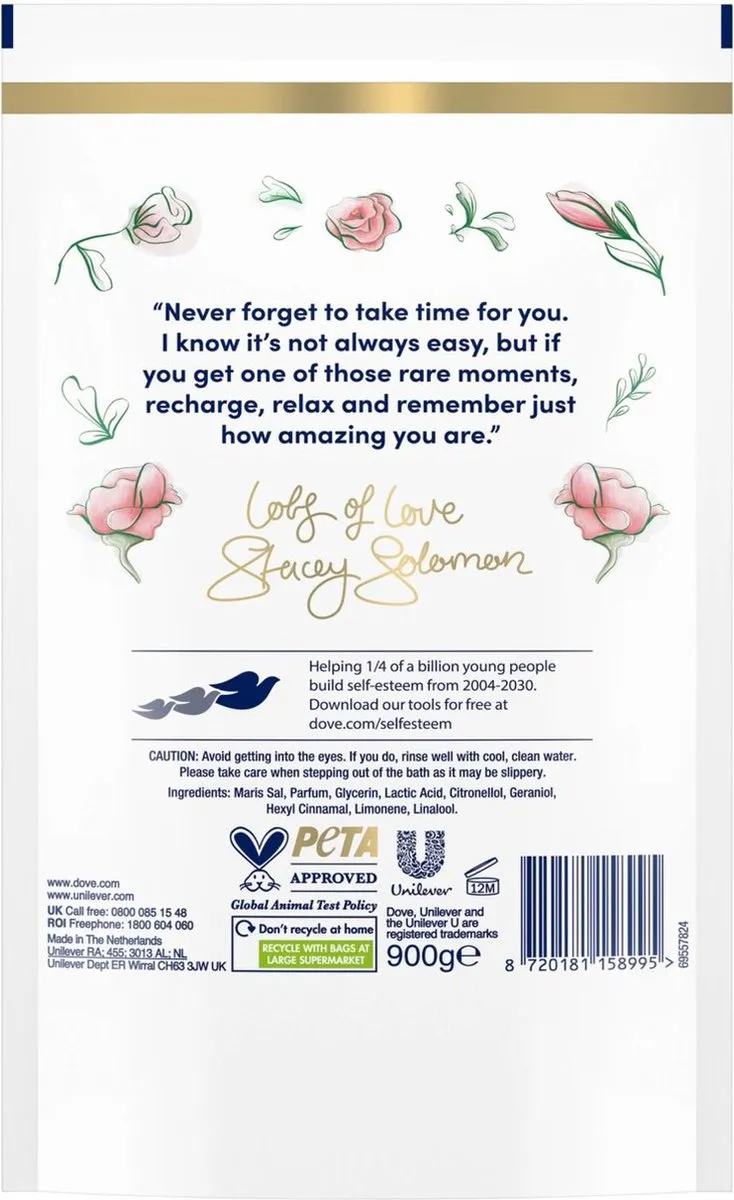 Dove Renewing Care Peony & Rose Schuimend Badzout 900g