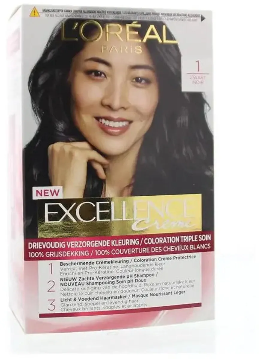 L'Oréal Paris Excellence Crème Haarkleuring 1 Zwart - 1035ml