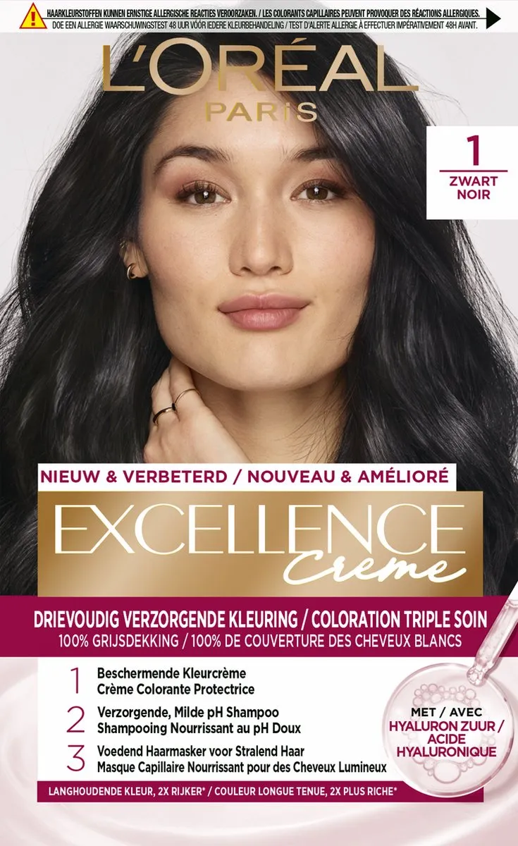 L'Oréal Paris Excellence Crème Haarkleuring 1 Zwart - 1035ml