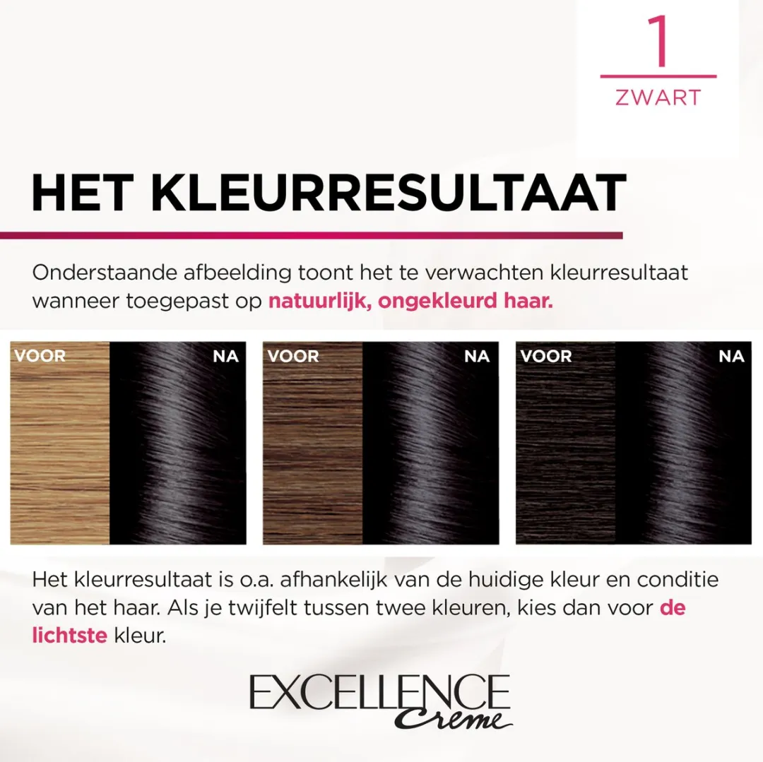 L'Oréal Paris Excellence Crème Haarkleuring 1 Zwart - 1035ml