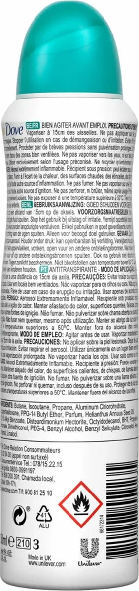 Dove Go Fresh Peer & Aloe Vera Anti-Transpirant Spray - 6x150ml - afbeelding 6 van 6