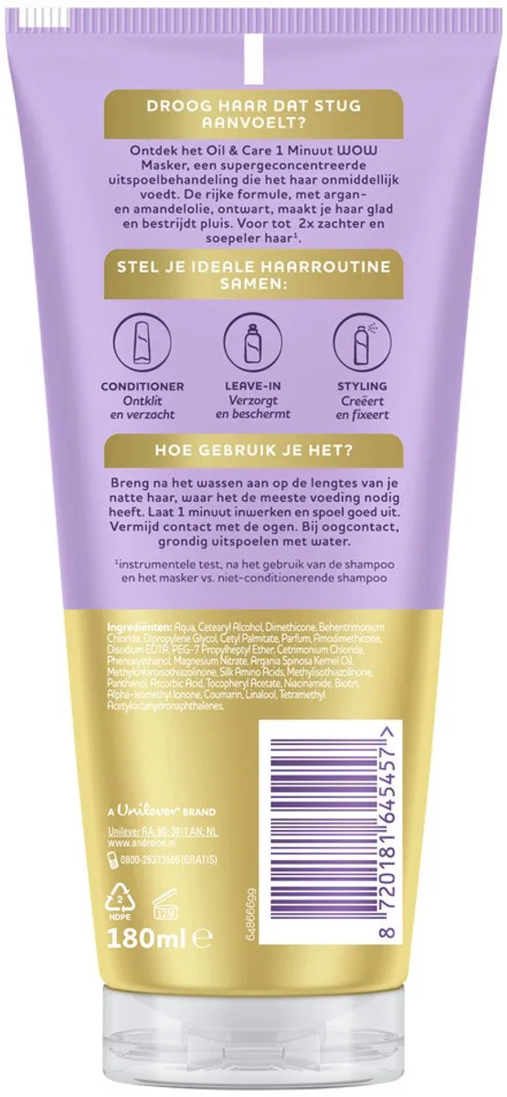 Andrélon Oil & Care 1 Minuut WOW Haarmasker - 25 Stuks
