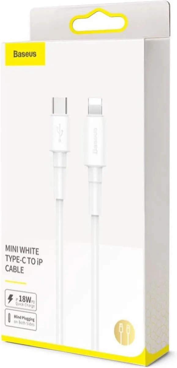 Baseus iPhone 12 USB-C naar Lightning Kabel 18W - Wit