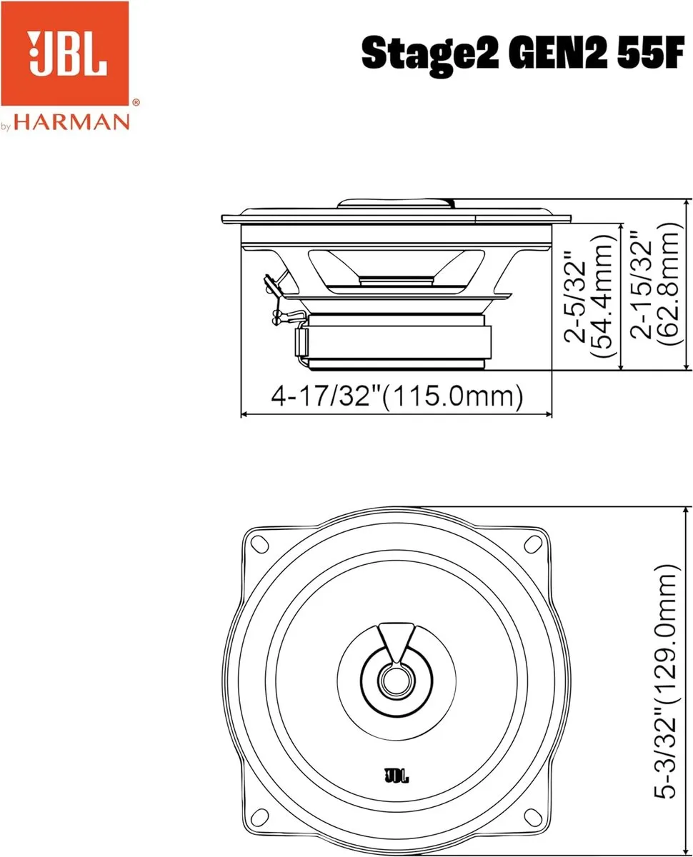 JBL STAGE2 Gen2 55F Autospeakers - 400W - 2-delig - Zwart - afbeelding 6 van 6