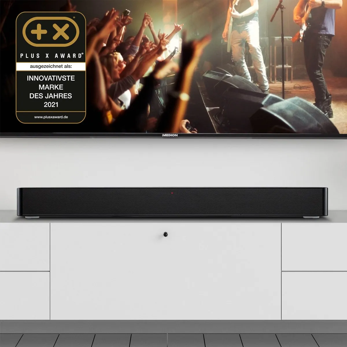 MEDION P61155 2.0 Soundbar met Bluetooth (incl. afstandsbediening, aanraakbediening, HDMI (ARC), AUX, optische ingang, 2