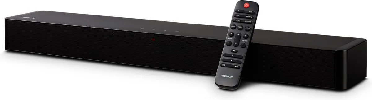MEDION P61155 2.0 Soundbar met Bluetooth (incl. afstandsbediening, aanraakbediening, HDMI (ARC), AUX, optische ingang, 2