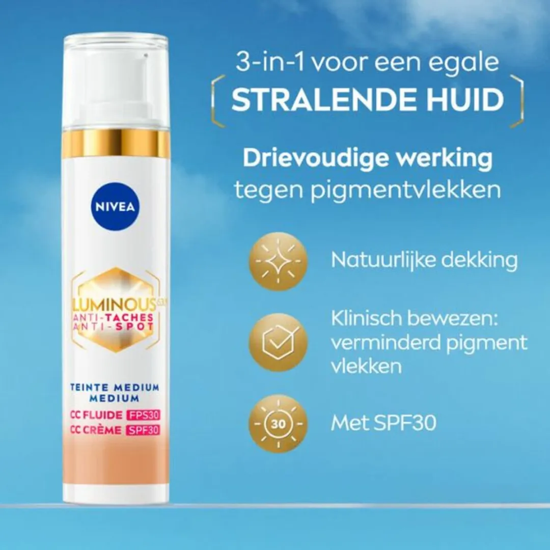 NIVEA Cellular LUMINOUS630 CC Crème Medium SPF 30 - 3 Stuks