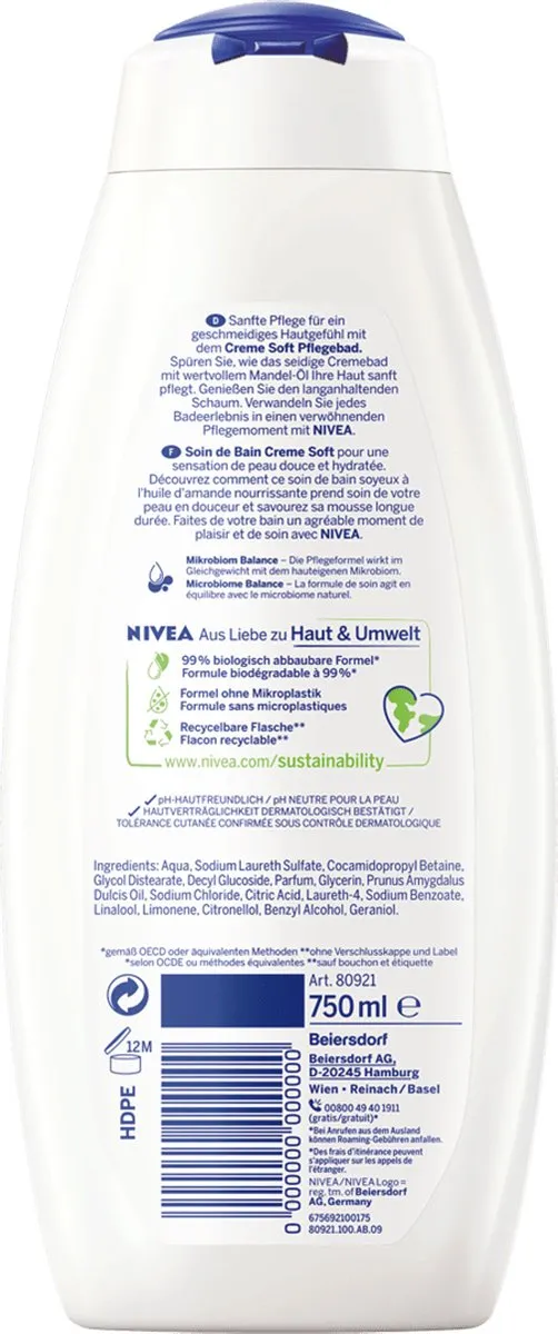 NIVEA Crème Soft Badcreme 750ml