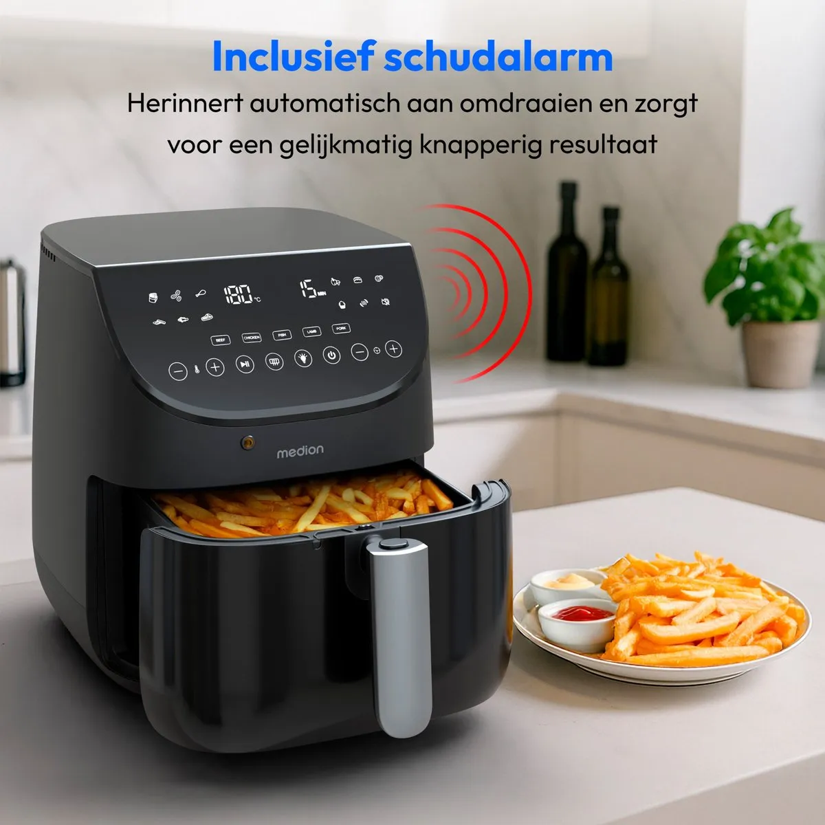Medion X20 XL Heteluchtfriteuse 6,6L - 10 Programma's - Zwart