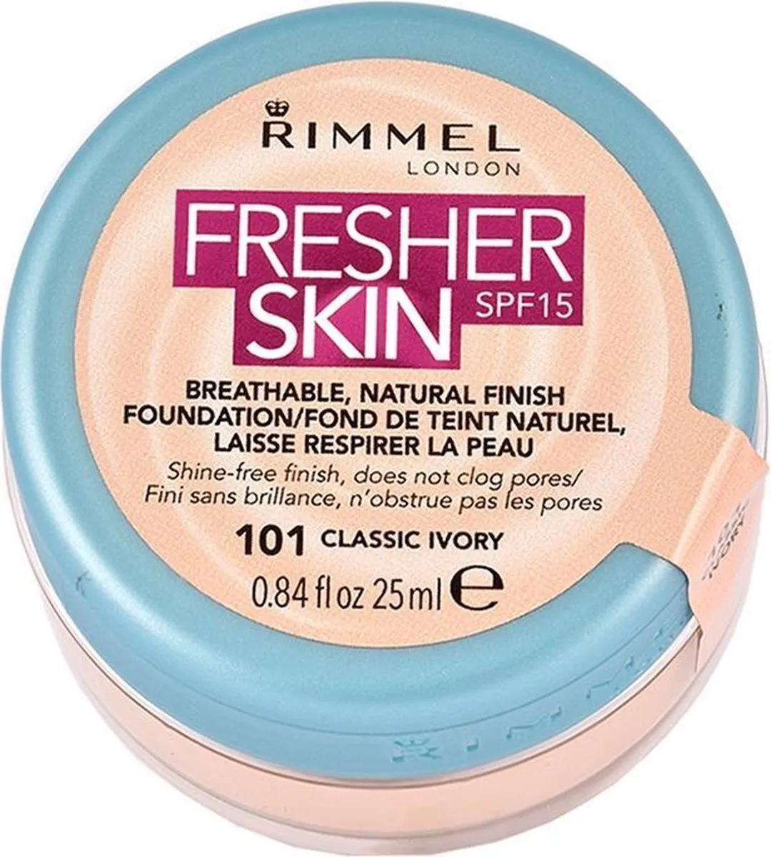 Rimmel London Fresher Skin Foundation 101 Classic Ivory - 25ml