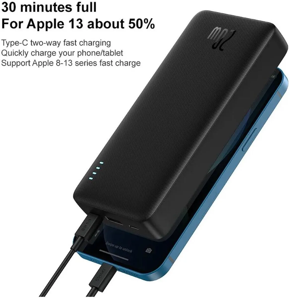 Baseus Airpow 20000 Powerbank 20W - 20.000mAh - Zwart - afbeelding 6 van 6