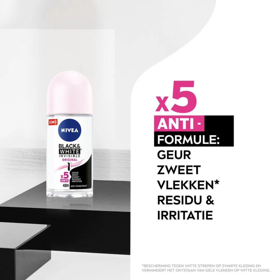 NIVEA Deodorant Roller Invisible For Black & White Clear 50ml