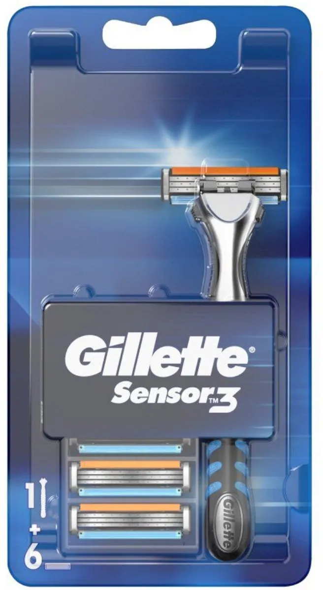 Gillette Sensor 3 Houder - 6 Scheermesjes - Zwart