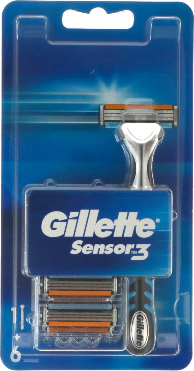 Gillette Sensor 3 Houder - 6 Scheermesjes - Zwart
