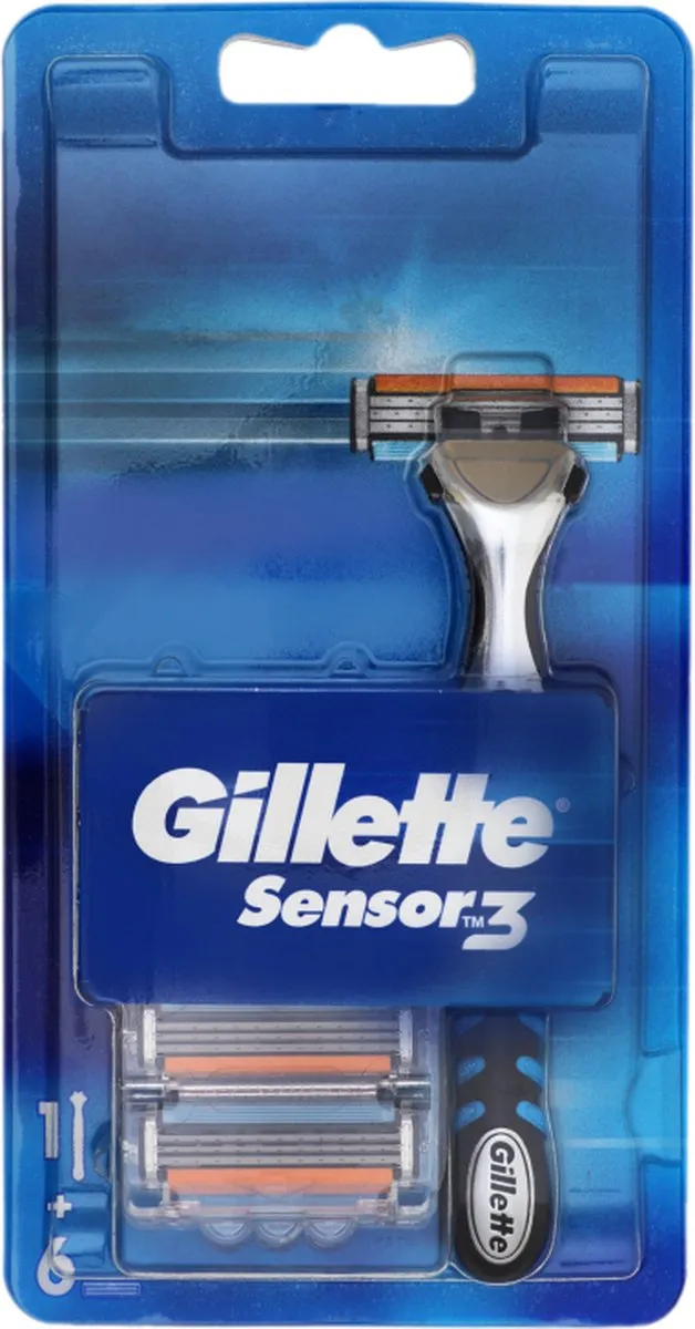 Gillette Sensor 3 Houder - 6 Scheermesjes - Zwart
