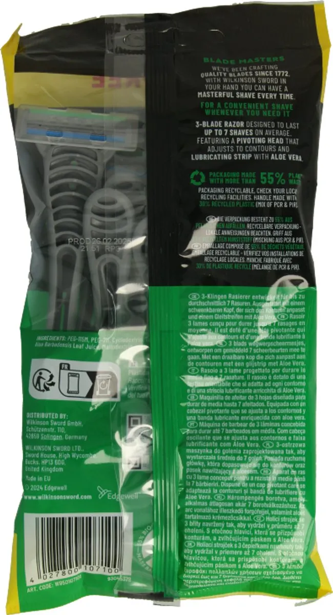 Wilkinson Sword Essential Sensitive 3 Bladen - 8 Stuks
