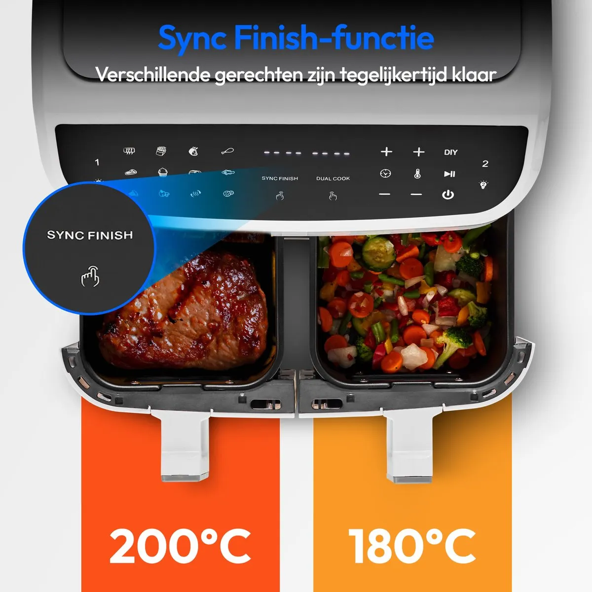 Medion XXL Dubbele Airfryer P20 8,7L - 2600W - Wit