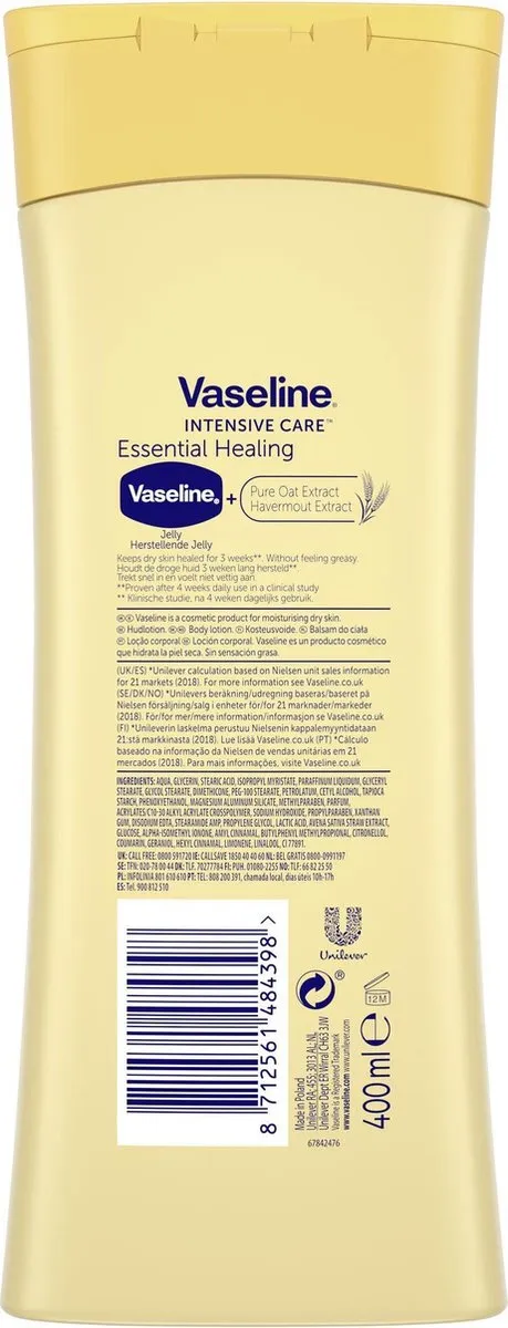 Vaseline Essential Healing Bodylotion - 2400ml (6x400ml)