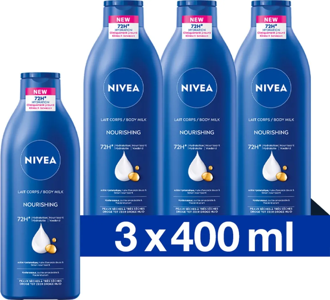 NIVEA Body Milk Verzorgend 1200ml (3x400ml)