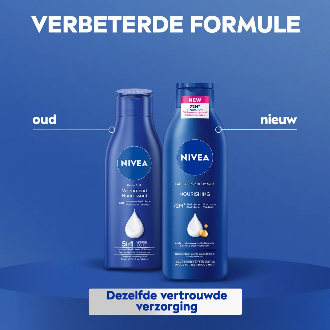 NIVEA Body Milk Verzorgend 1200ml (3x400ml) - Hyaluronzuur & Amandelolie