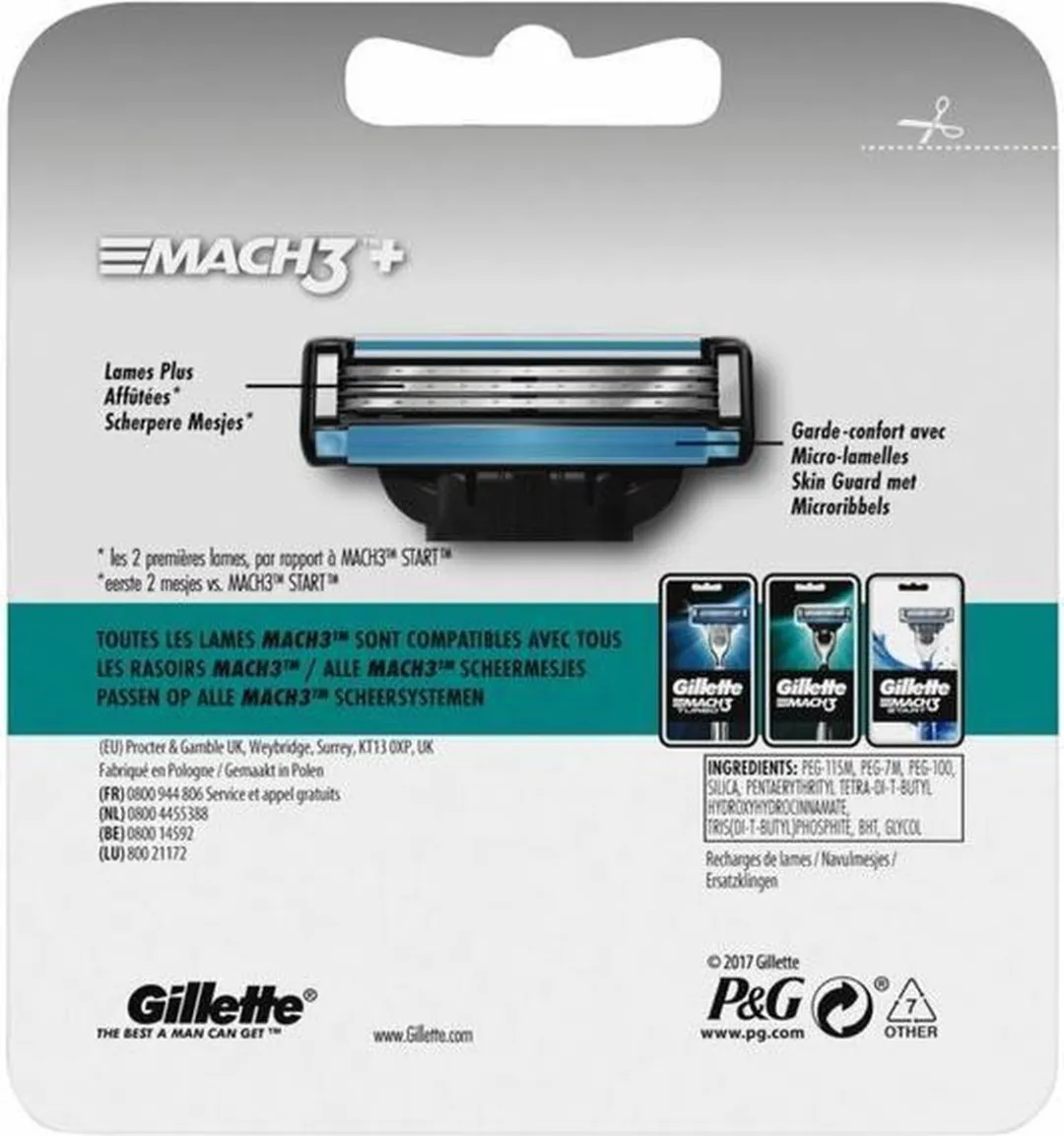 Gillette Mach3 Scheermesjes - 12 Stuks - Zwart/Blauw - afbeelding 6 van 6