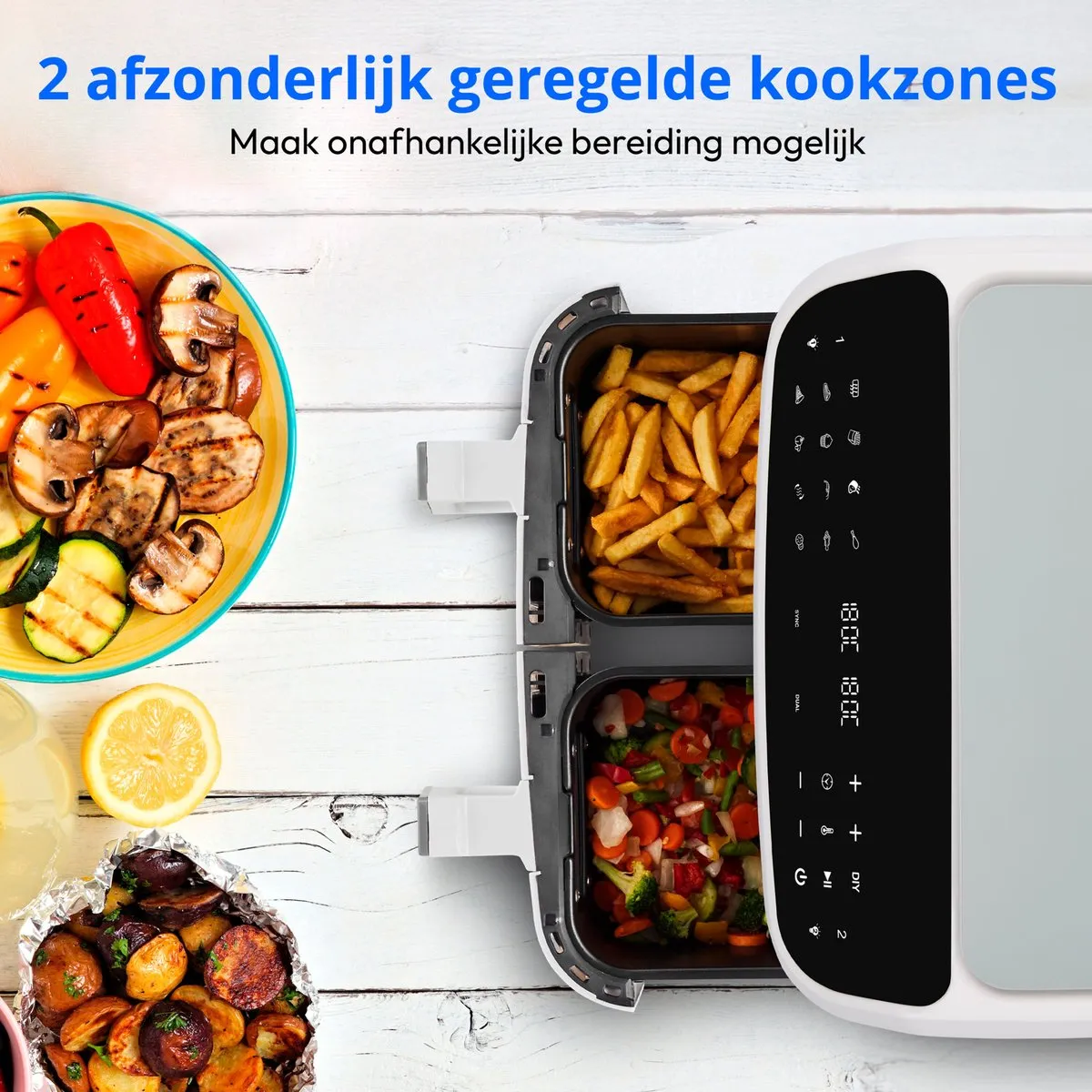 Medion XXL Dubbele Airfryer P20 8,7L - 2600W - Matwit