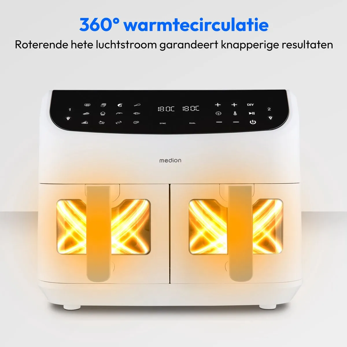 Medion XXL Dubbele Airfryer P20 8,7L - 2600W - Matwit