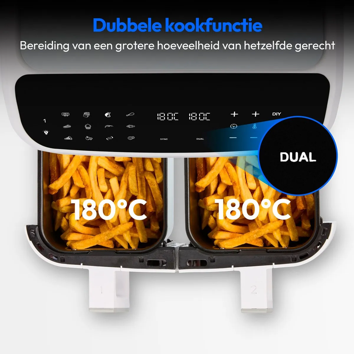 Medion XXL Dubbele Airfryer P20 8,7L - 2600W - Matwit
