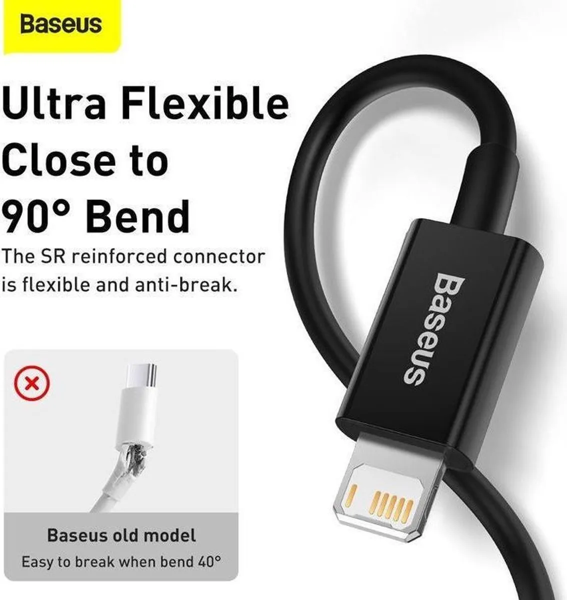 Baseus Superior Series CALYS-C01 USB naar Lightning Kabel - 2m - Zwart