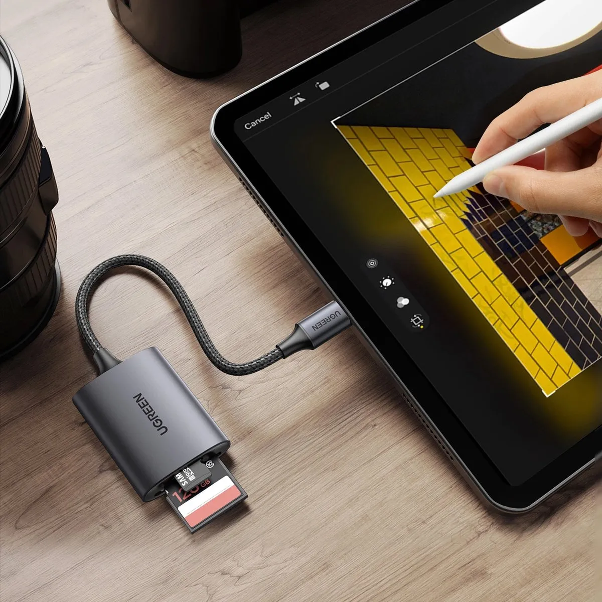UGREEN CM401 USB-C SD/TF-kaartlezer - Grijs