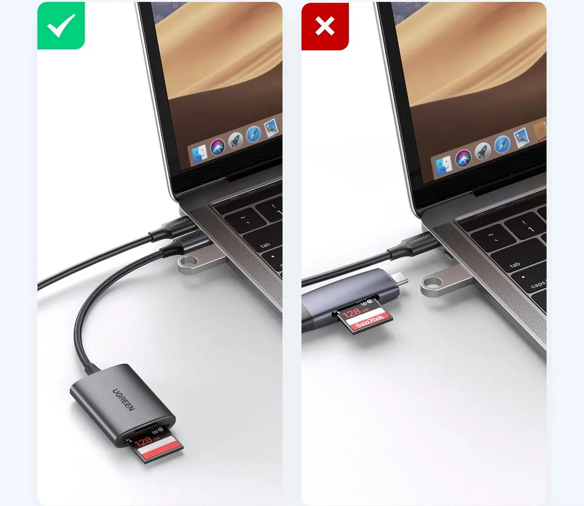UGREEN CM401 USB-C SD/TF-kaartlezer - Grijs