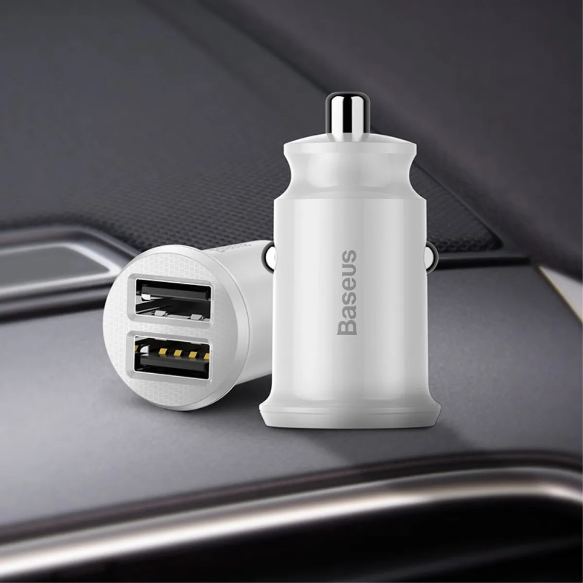Baseus Mini Autolader 2x USB 3.1A 12W - Wit