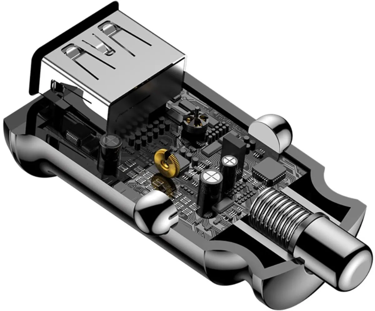 Baseus 102700470A Mini Autolader 2x USB 3.1A - Zwart
