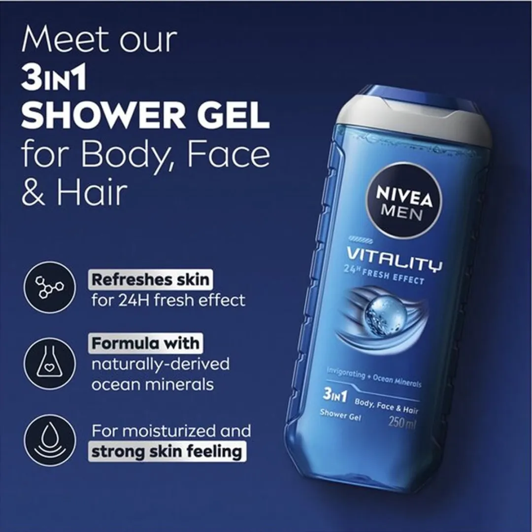 NIVEA MEN Vitality 3-in-1 Douchegel 250ml