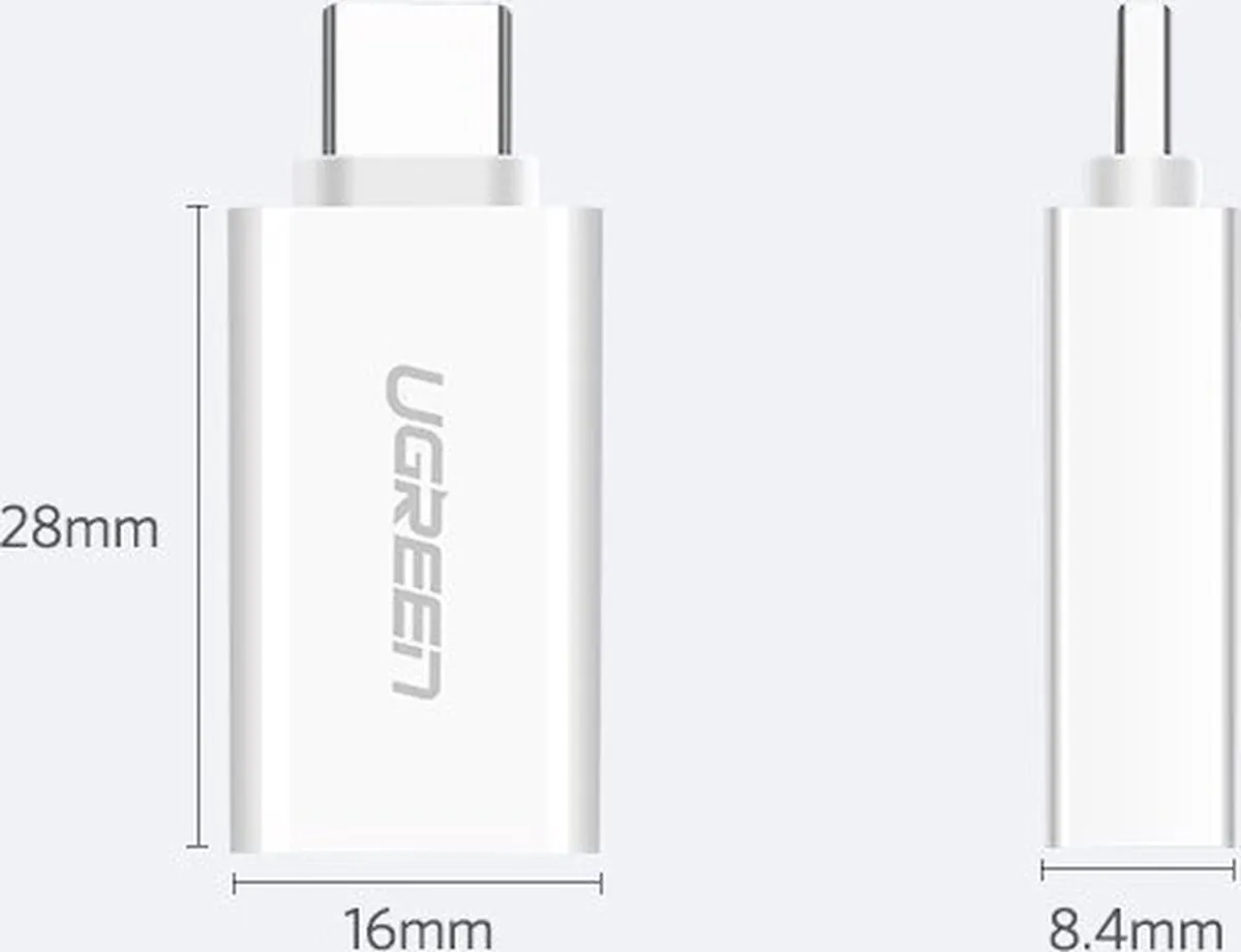 UGREEN USB-C Adapter naar USB-A OTG - Wit