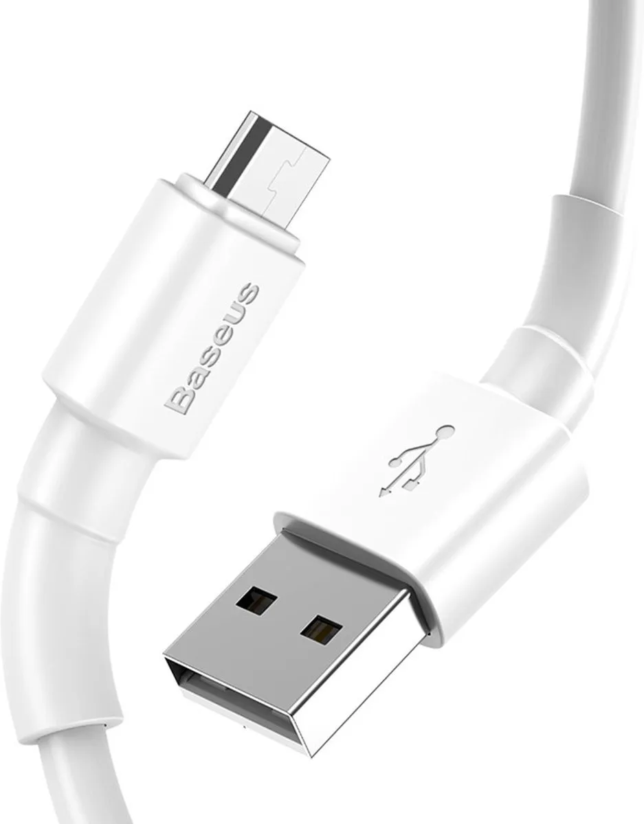Baseus USB-A naar Micro USB Kabel 1m - Wit