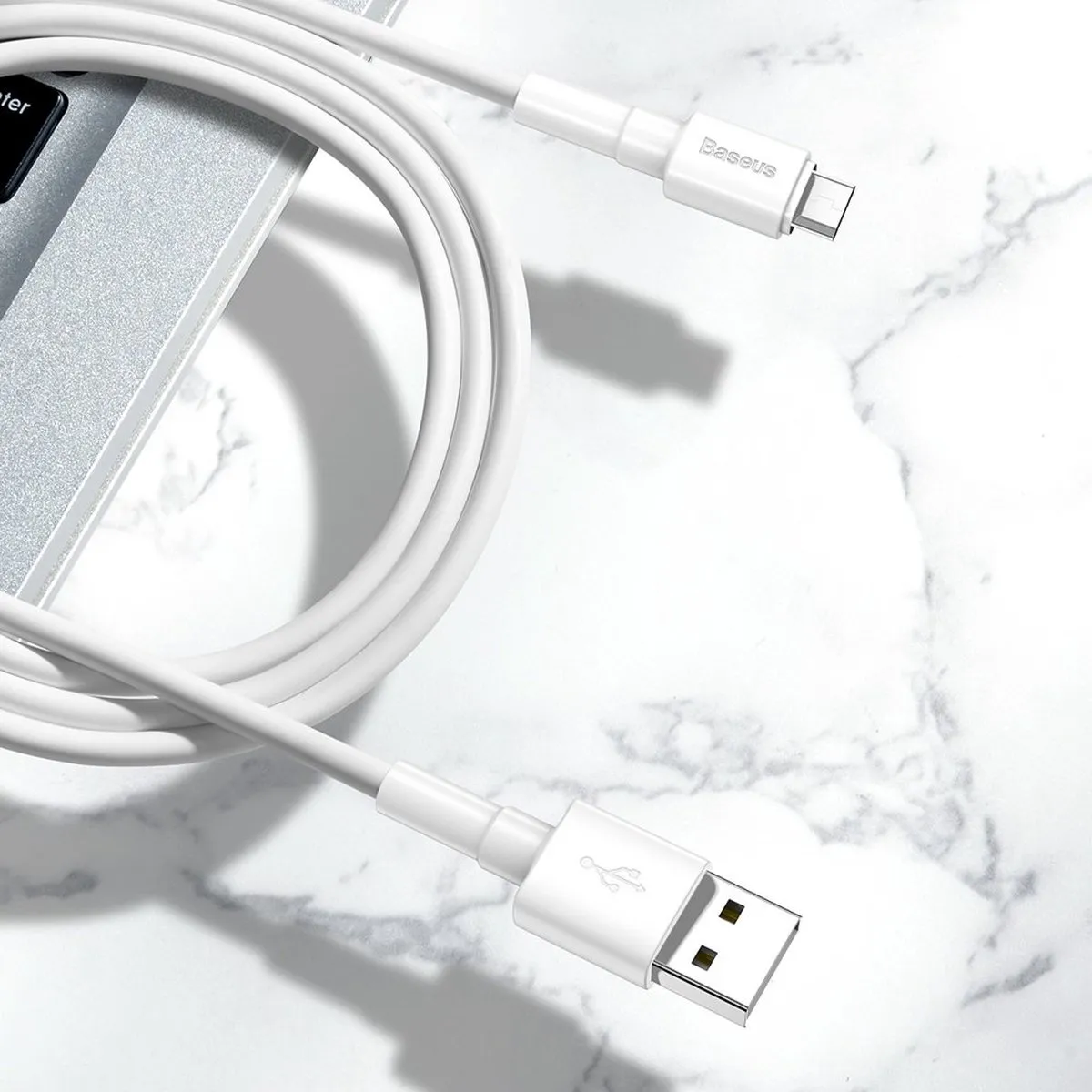 Baseus USB-A naar Micro USB Kabel 1m - Wit