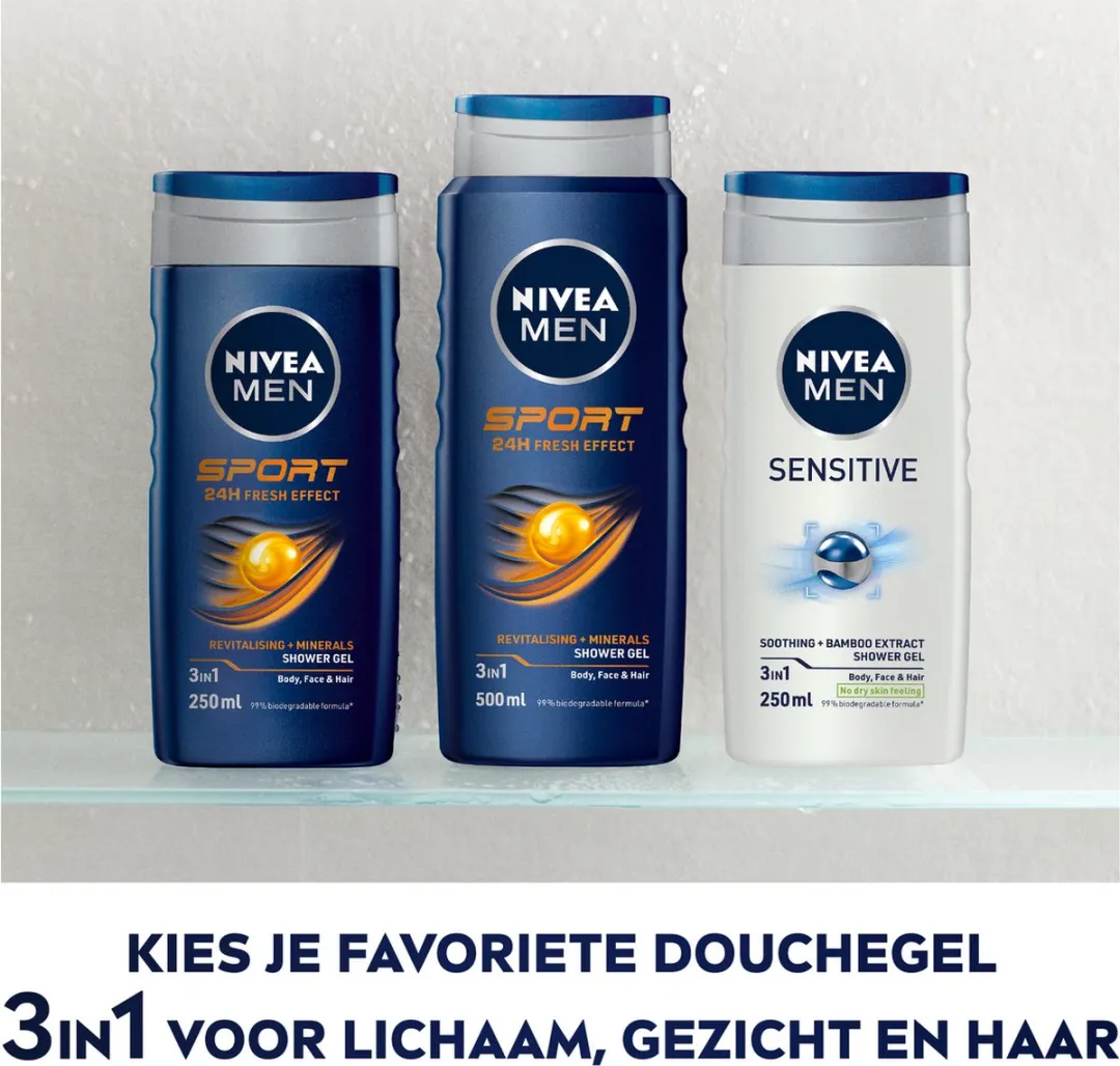 NIVEA MEN Sport Douchegel 3-in-1 - 6x500ml - Limoen