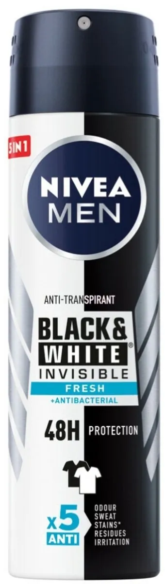 NIVEA Men Deodorant Spray Invisible Black & White Fresh 150ml - 4x150ml