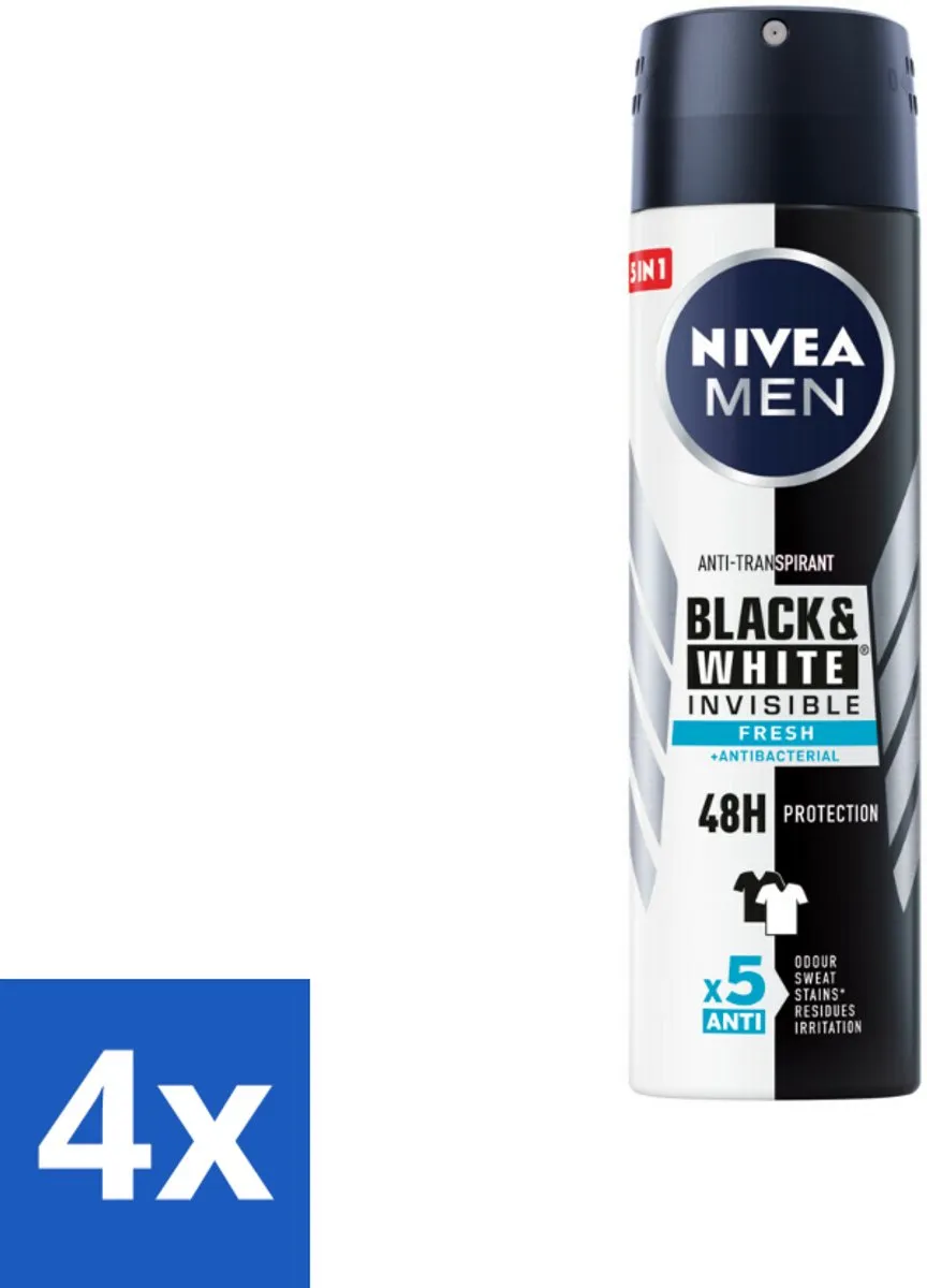 NIVEA Men Deodorant Spray Invisible Black & White Fresh 150ml