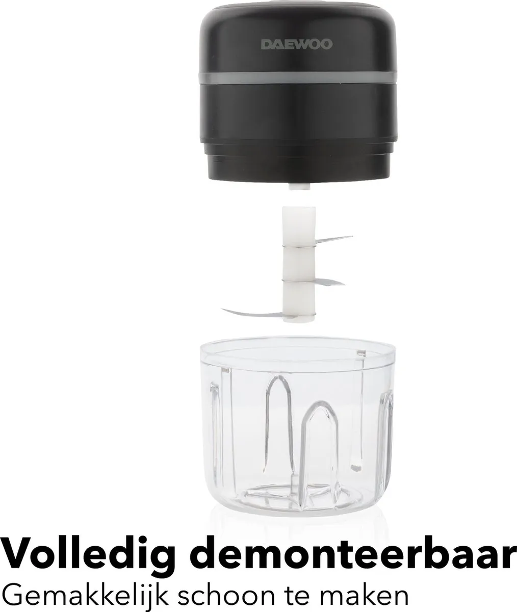 Daewoo DKCC350 Mini Hakmolen - Draadloos - 250ml - Zwart - afbeelding 6 van 6