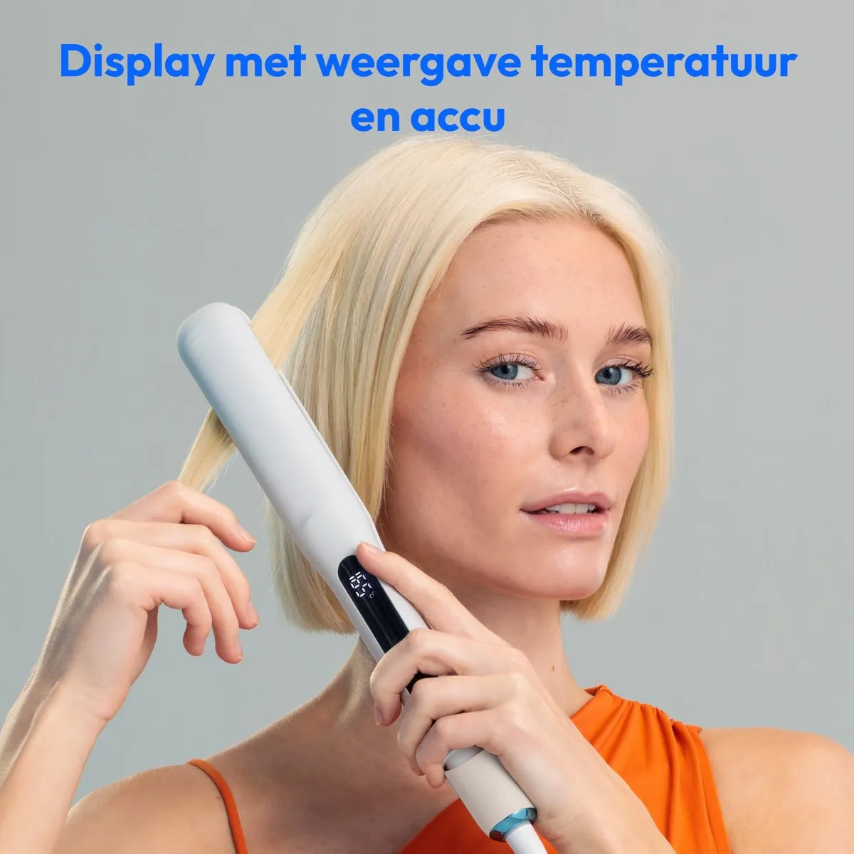 MEDION HS1 stijltang met display (5 instelbare warmtestanden, flexibele keramische/tourmaline verwarmingsplaten met temperatuursensor, stijltang) wit