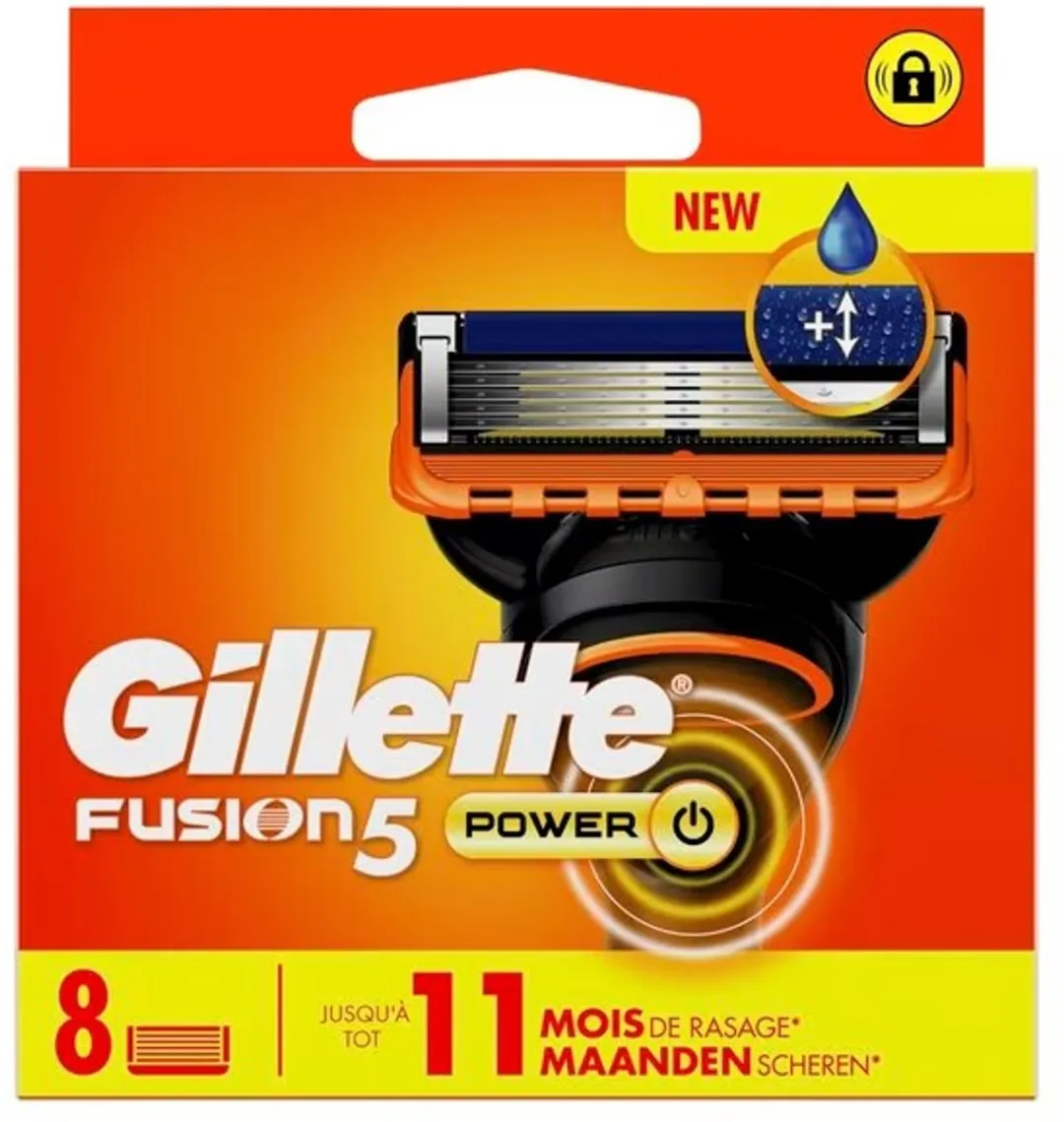 Gillette Fusion 5 Power Scheerapparaat - 8 Mesjes - Oranje/Blauw