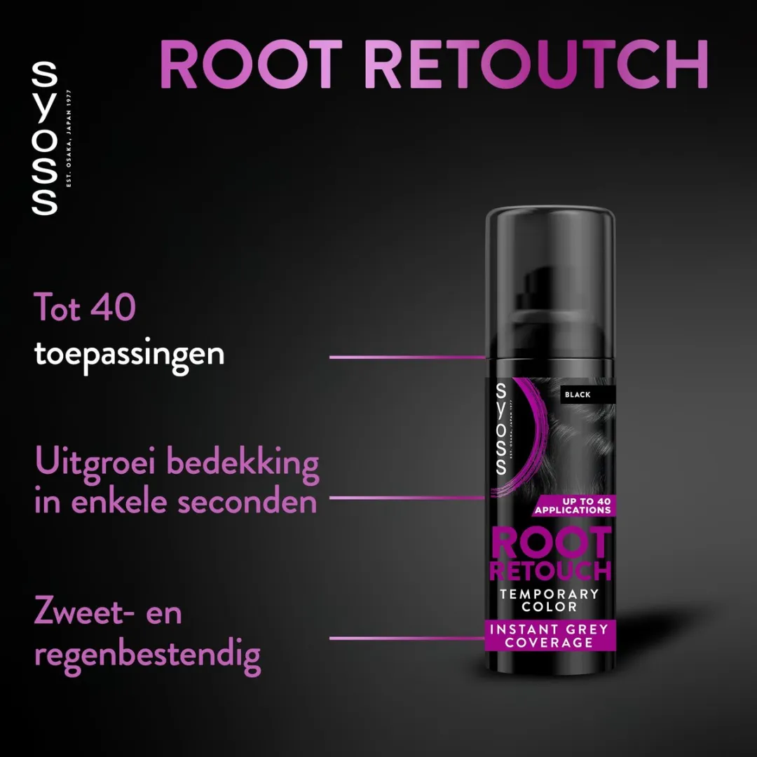 SYOSS Root Retouch Uitgroeispray Zwart - 3x120ml