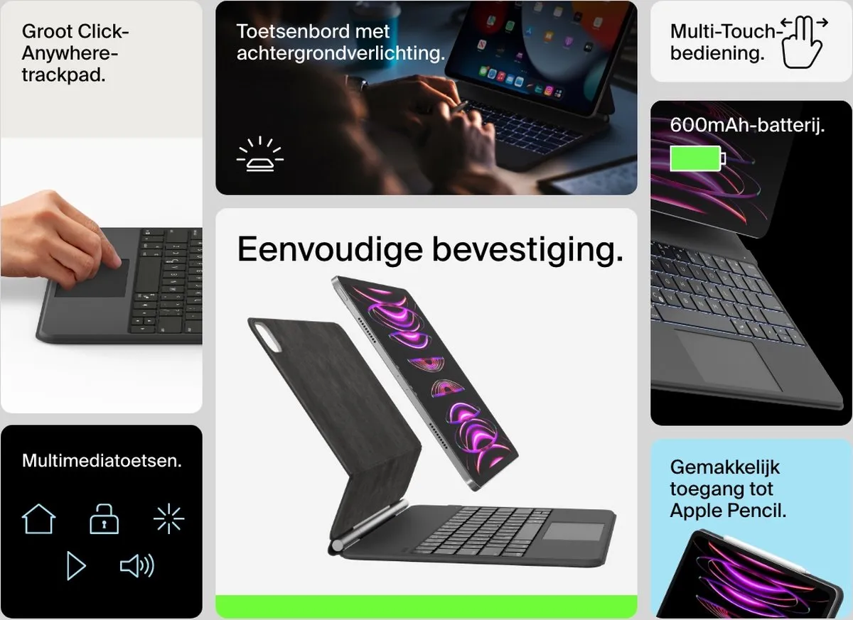 Belkin Magnetic Keyboard Folio BBZ003du-v1 - 13" iPad Air/Pro - Zwart - afbeelding 6 van 6