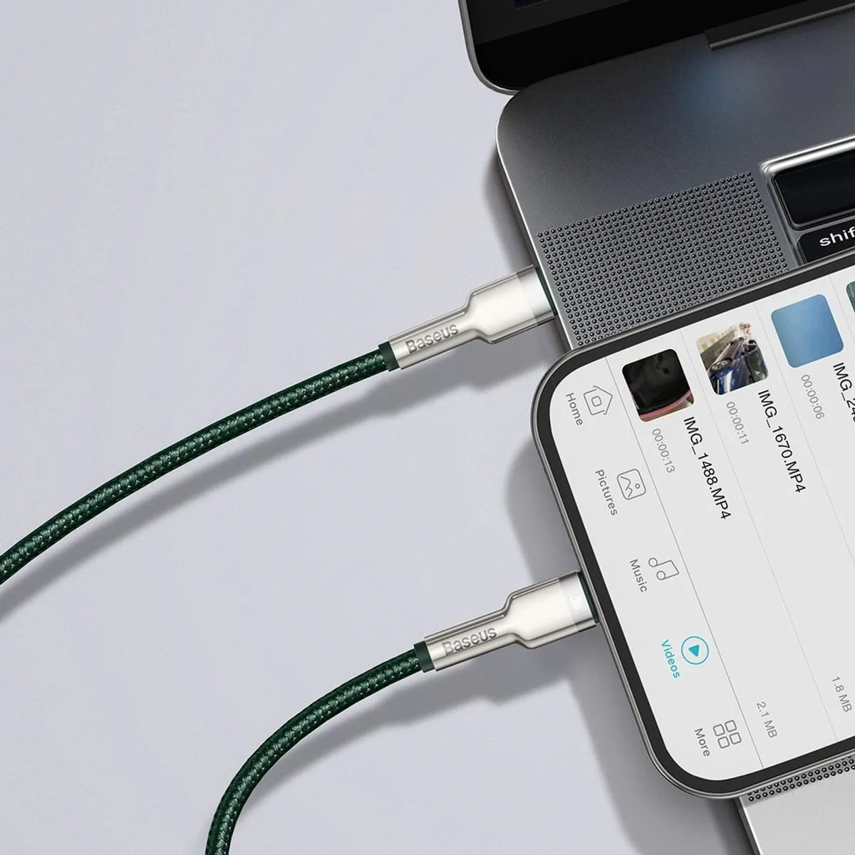 Baseus 8022 USB-C naar Lightning Kabel 20W - 2m - Zwart - afbeelding 6 van 6