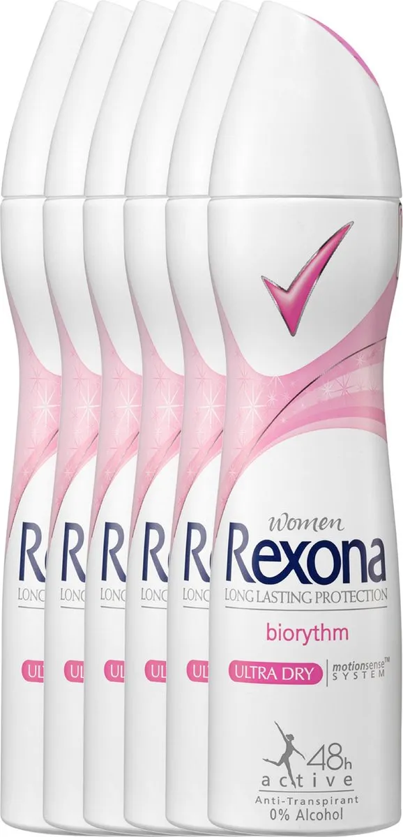 Rexona Ultra Dry Biorythm Woman Deo Spray 150ml - 6 Stuks